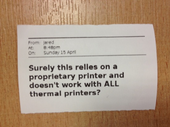 Surely this relies on a proprietary printer and doesn't work with ALL thermal printers?